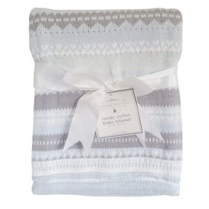 Manhattan Kids White Gray Nordic Baby Blanket Lovey Soft 30"x40"‎ NEW